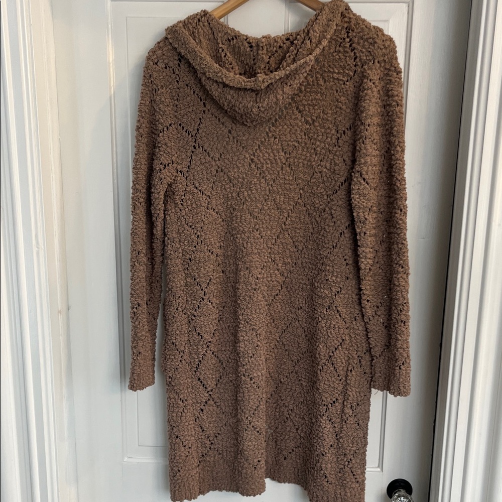 Sienna Sky Textured Brown Hooded Cardigan - Picture 4 of 4